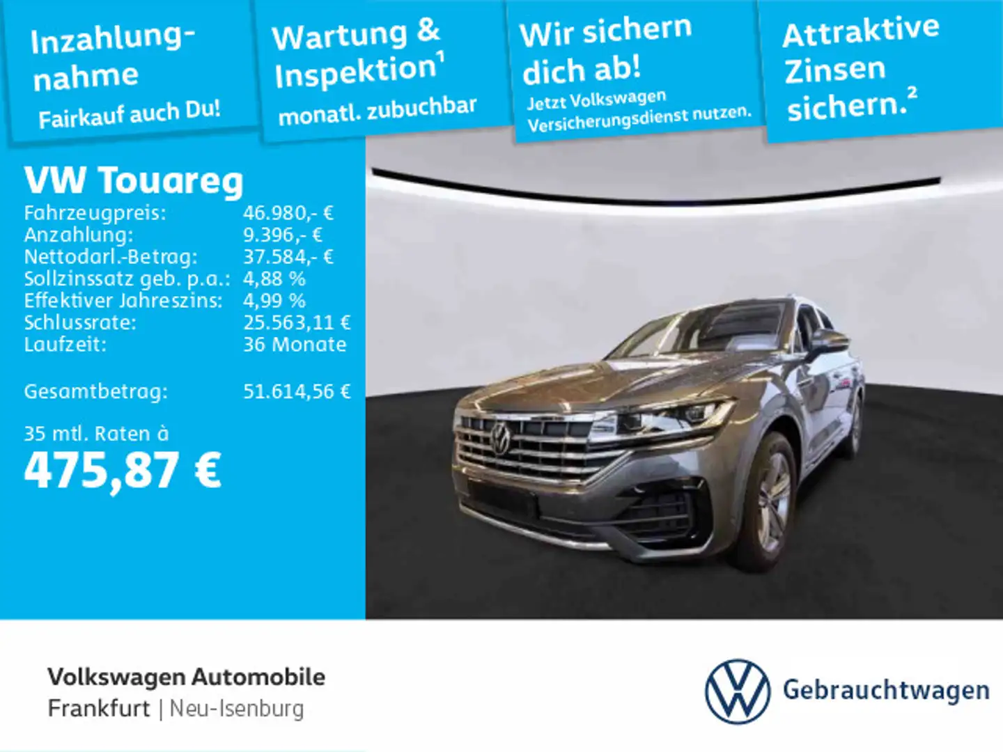 Volkswagen Touareg 3.0 V6 TDI Elegance 4Motion Navi Spurwec Grau - 1