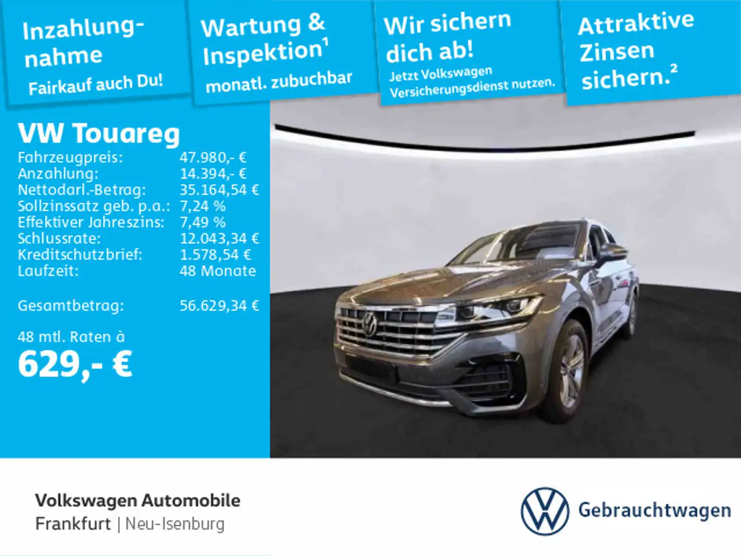 Volkswagen Touareg 3.0 V6 TDI Elegance 4Motion Navi Spurwec Grau - 1