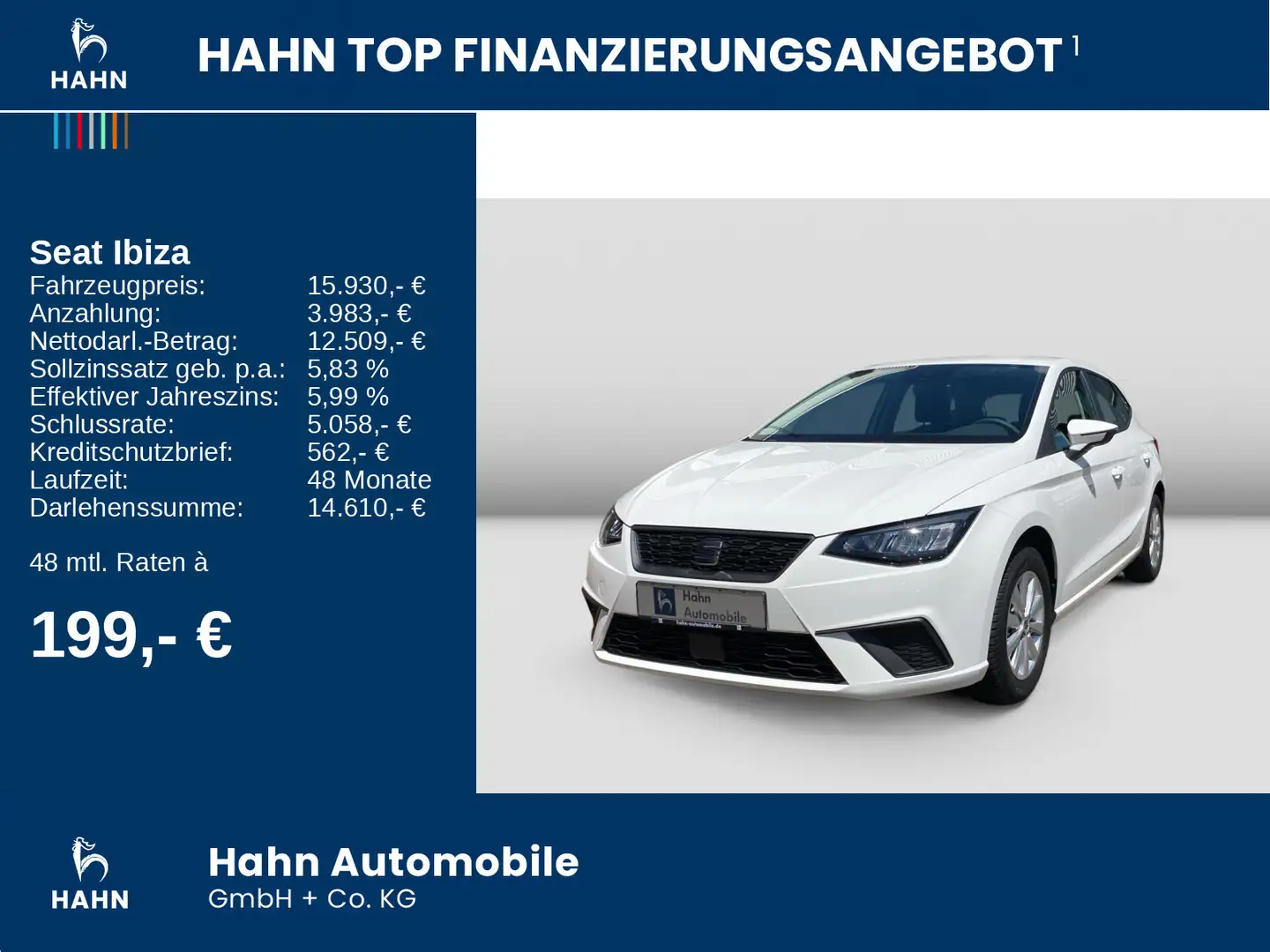SEAT Ibiza Reference 1.0TSI LED PDC o. Klima Cockpit Weiß - 2