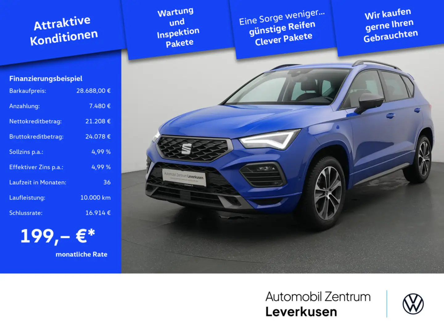SEAT Ateca FR NAVI VIRT ACC KAM CARPLAY SHZ LED PD Blau - 1