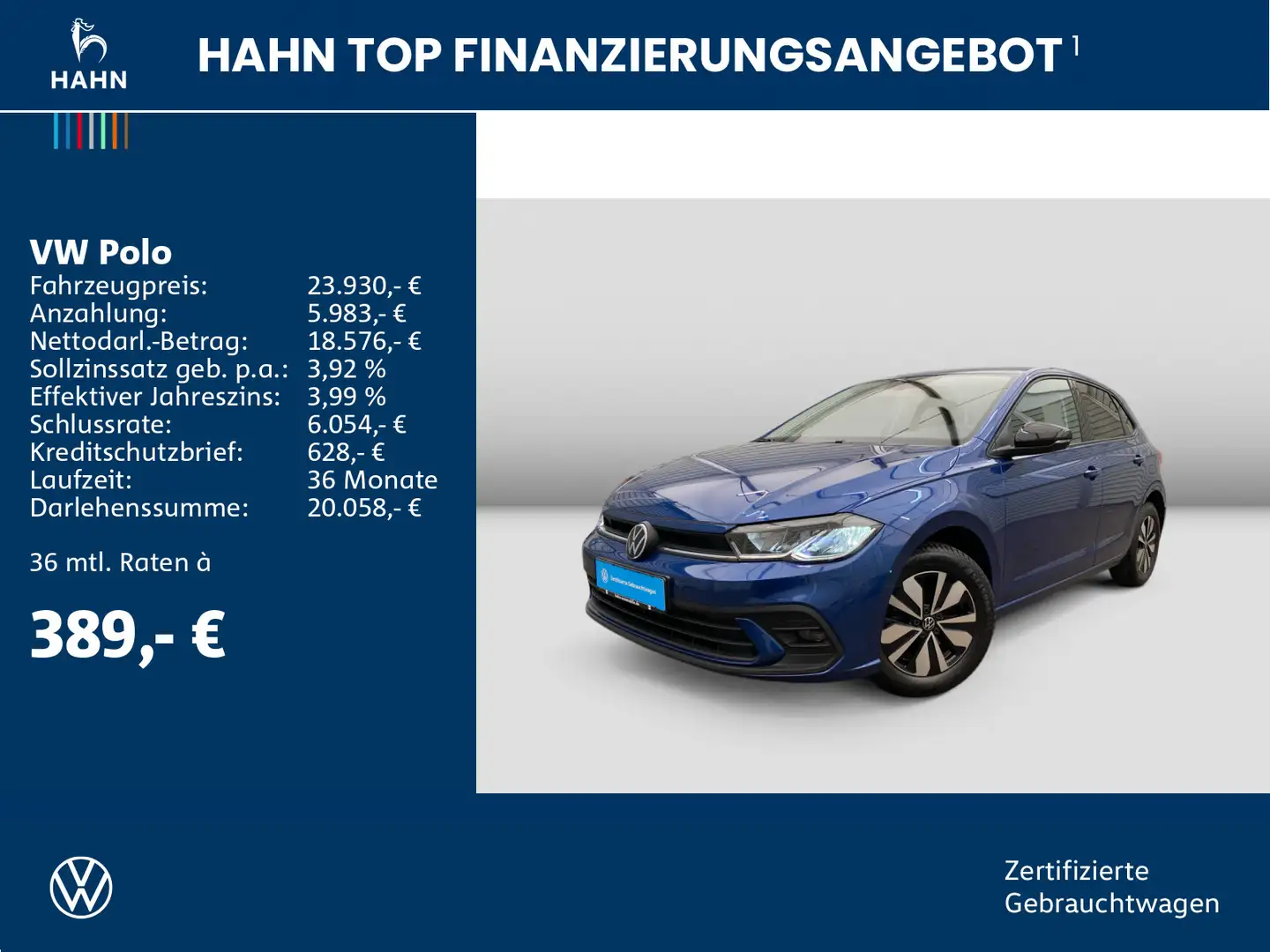 Volkswagen Polo 1.0TSI DSG Goal LED Navi AHK ACC CAM APP-Co Blau - 2