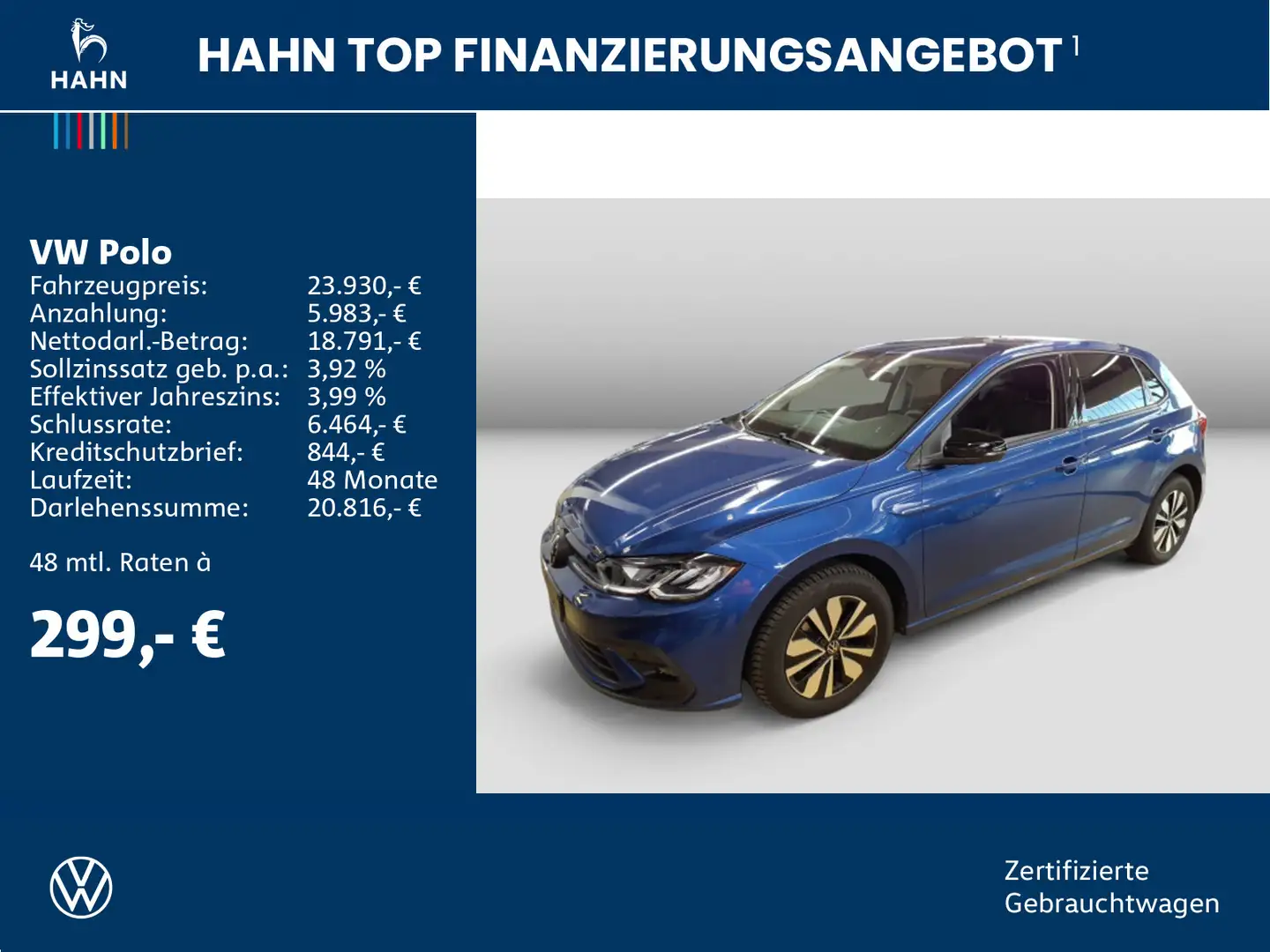 Volkswagen Polo 1.0TSI DSG Goal LED Navi AHK Blau - 2