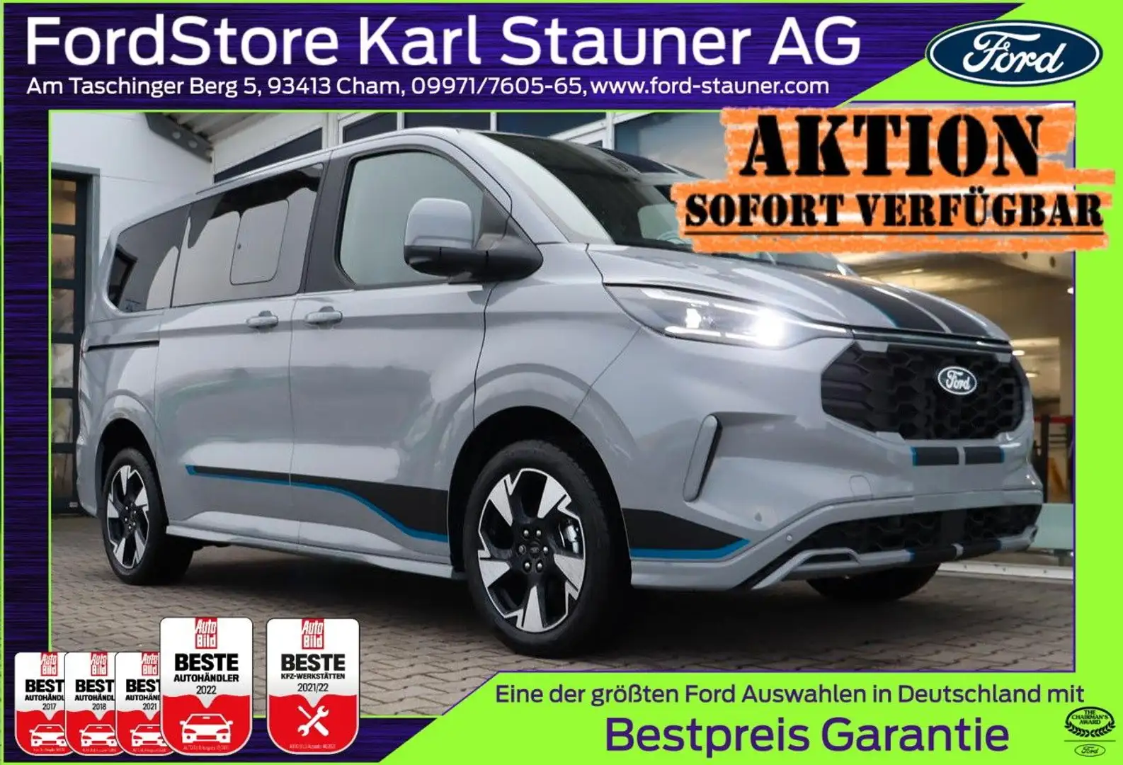 Ford Tourneo Custom Sport 320/L1 Matrix-LED 0,0% FIN* Gris - 1