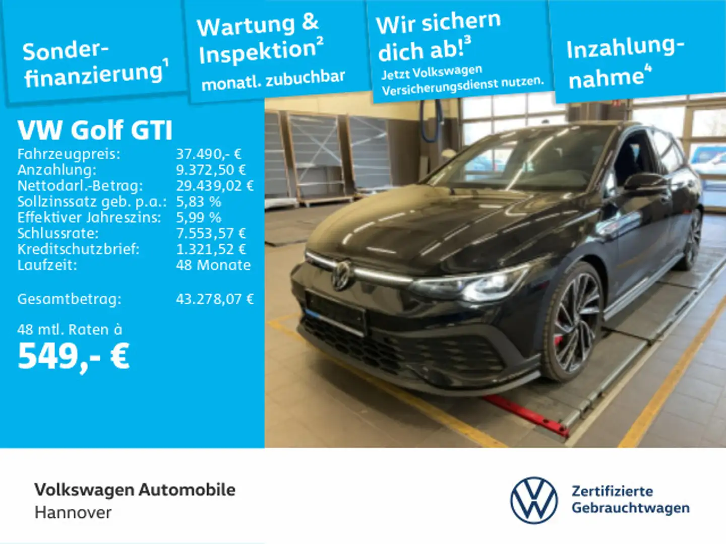 Volkswagen Golf GTI Golf VIII GTI 2.0 TSI DSG GTI Clubsport Navi Pan Schwarz - 1