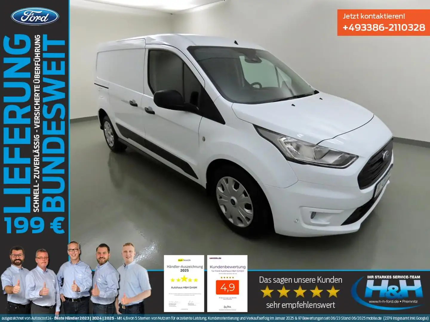 Ford Transit Connect 1.5 Aut 230L2 Trend ACC+Kam+AHK Blanc - 1