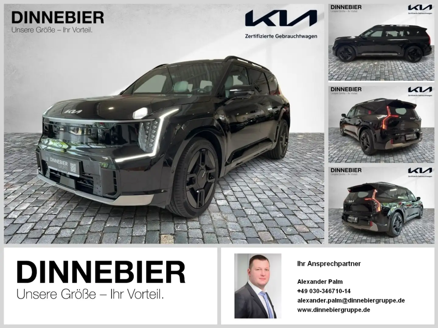 Kia EV9 GT-LINE AWD+Glasdach+360°Kamera+LED+Navi Negru - 1
