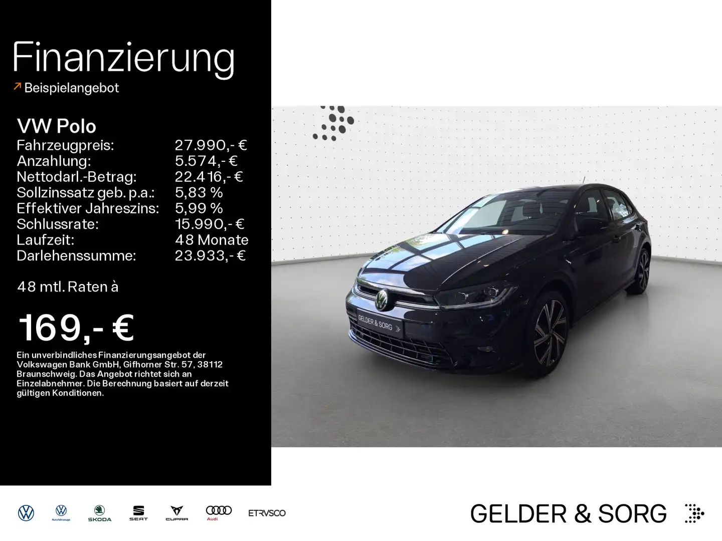 Volkswagen Polo 1.0 TSI R-Line|IQ.DRIVE|LED|ACC|CARPLAY| Negru - 1