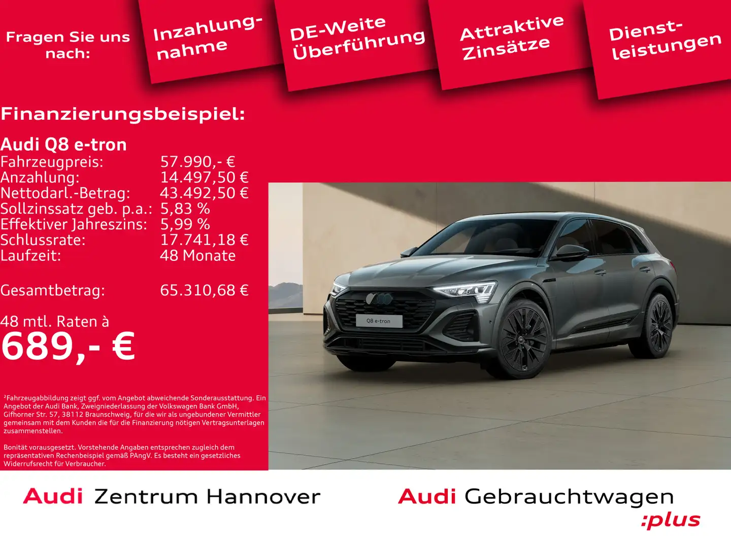 Audi Q8 e-tron 55 quattro S line Grau - 1