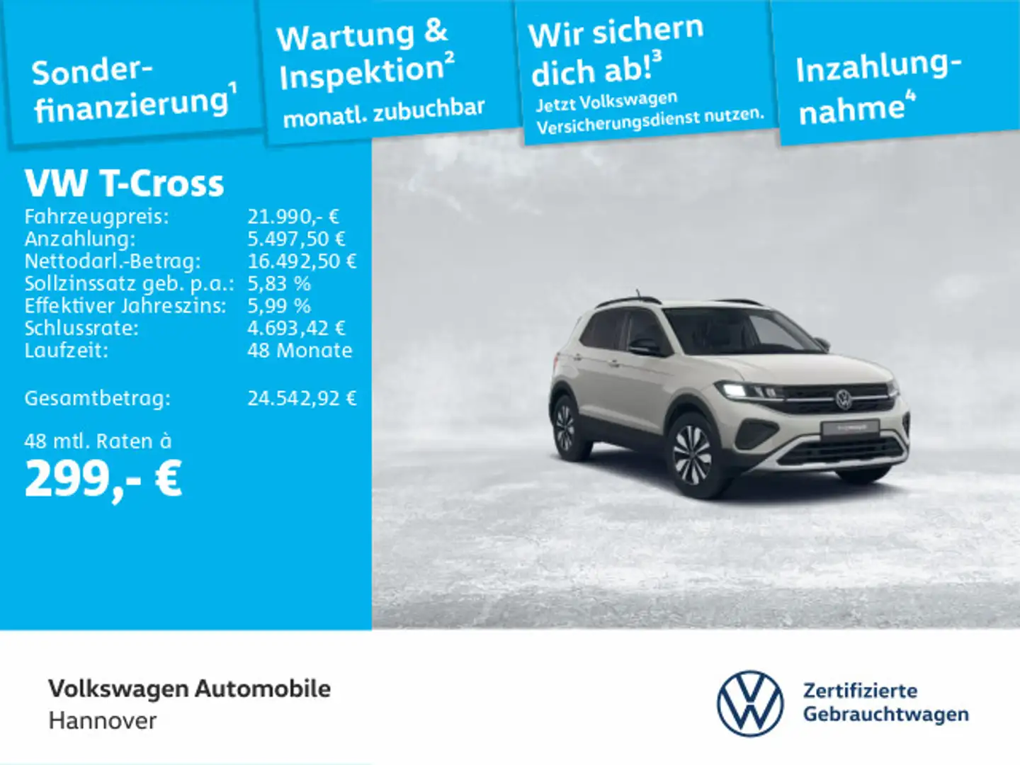 Volkswagen T-Cross 1.0 TSI Goal LED DigCockpit ACC PDC SHZ Grau - 1