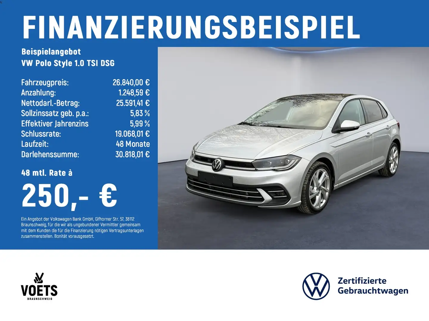 Volkswagen Polo Style 1.0 TSI DSG MATRIX-LED+RearView+AHK Silber - 2