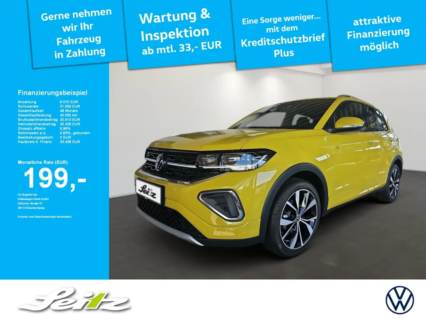 Volkswagen T-Cross 1.5 TSI R-Line *AHK*BEATS*MATRIX* Gelb - 1