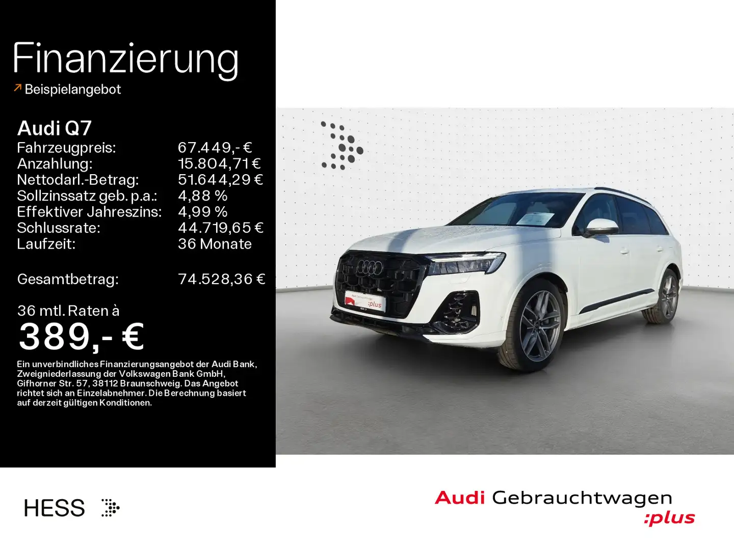 Audi Q7 55 TFSIe quattro S-LINE*NAVI*HUD*LUFT*AHK*MAT Blanc - 1