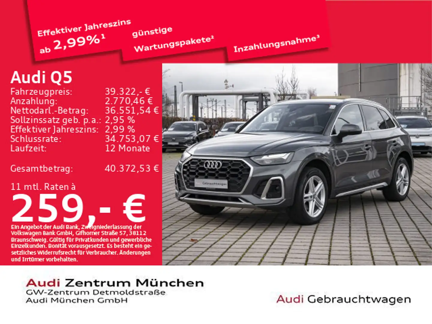 Audi Q5 40 TDI qu. S tronic S line AHK/Virtual/Navi+ Grau - 1