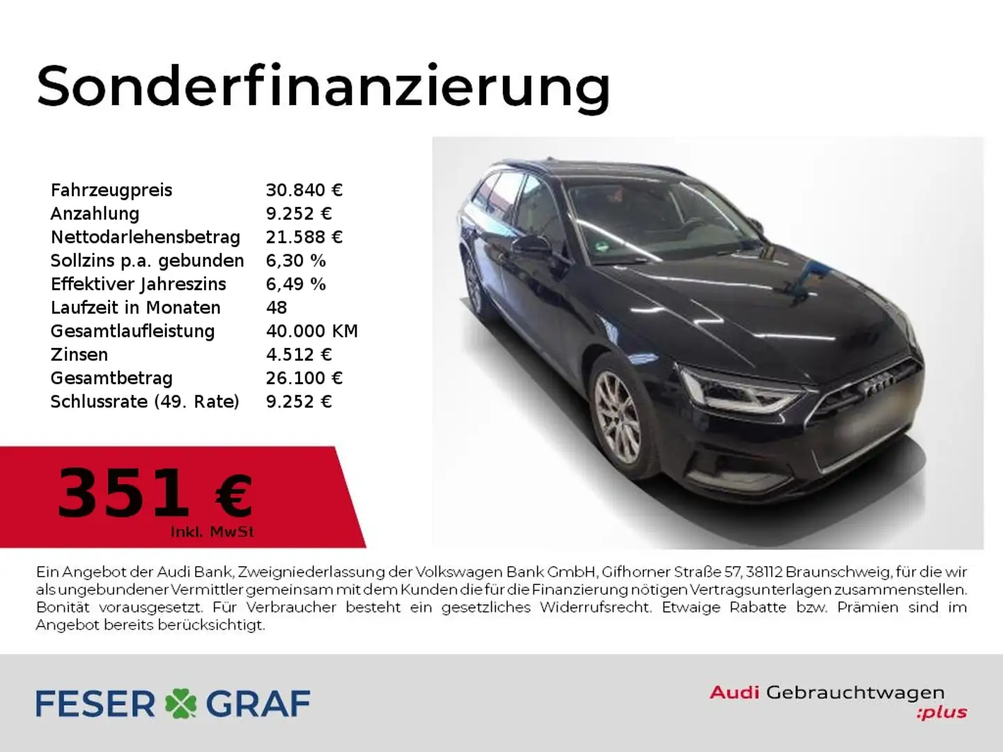 Audi A4 Avant 40 TDI qu Navi,Sportsitze,Sitzhzg Schwarz - 1