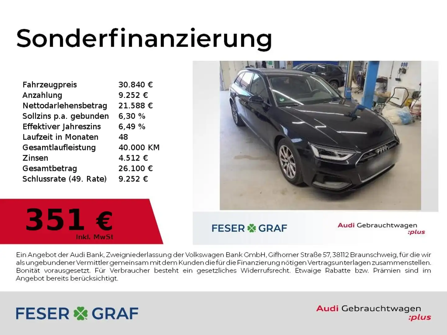 Audi A4 Avant 40 TDI qu Navi,Sportsitze,Sitzhzg Schwarz - 1