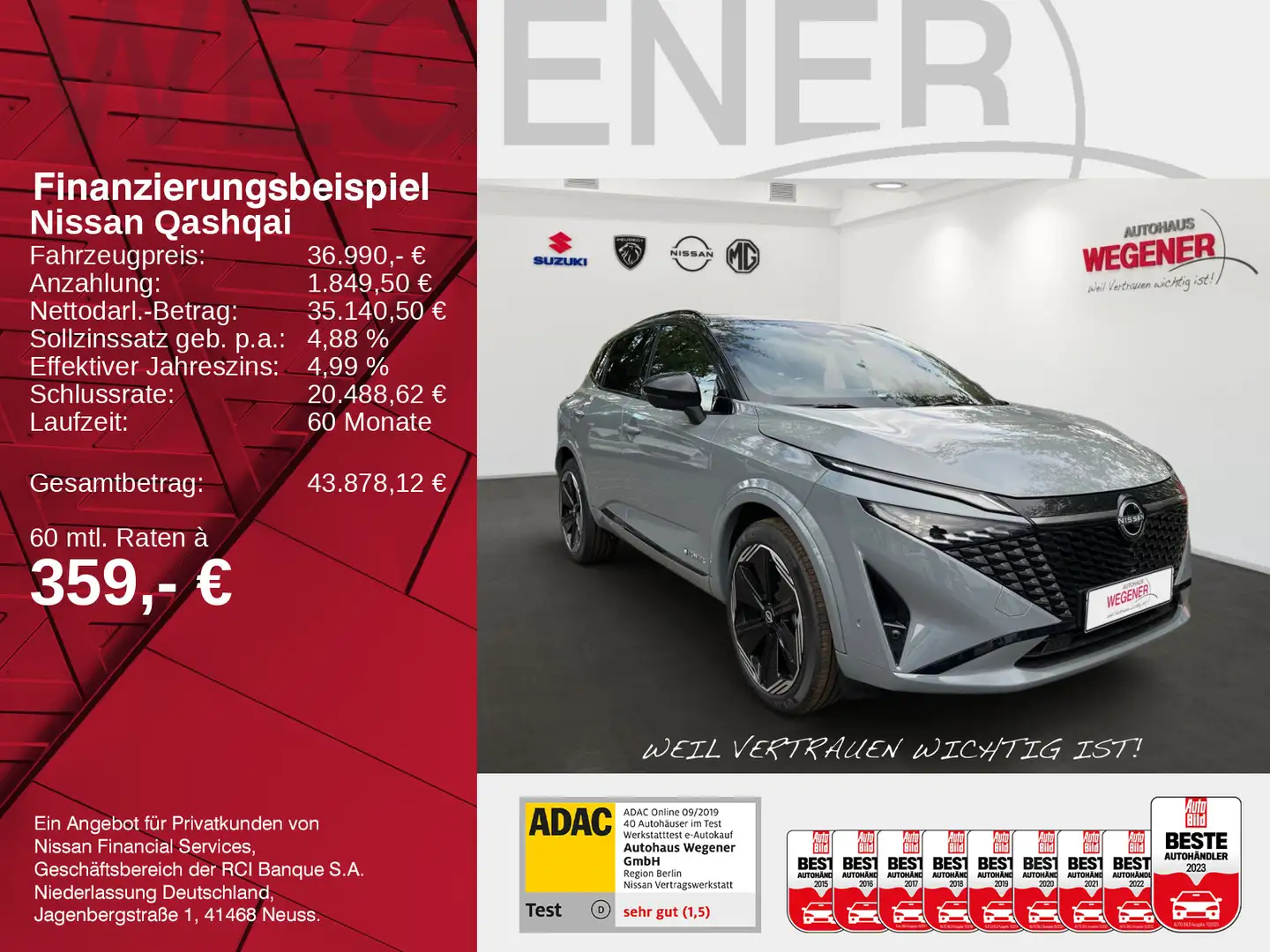 Nissan Qashqai QASHQAI N-DESIGN 1.5 VC-T e-POWER WINTER 360° Gris - 2