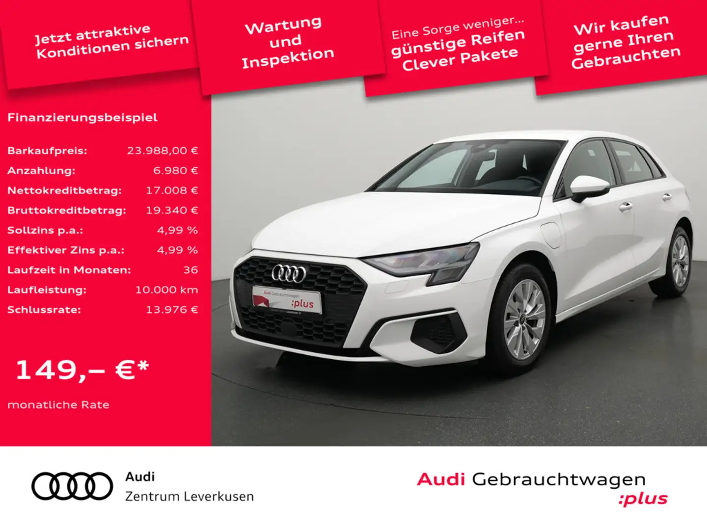 Audi A3 Sportback 40 e S TRON ACC SHZ AHK LED Weiß - 1
