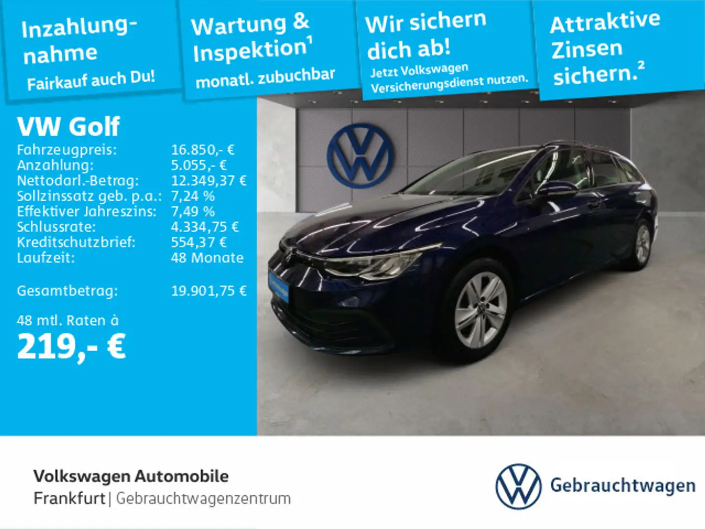 Volkswagen Golf Variant Golf VIII 2.0 TDI DSG Life Navi AHK Sprachbedien Bleu - 1