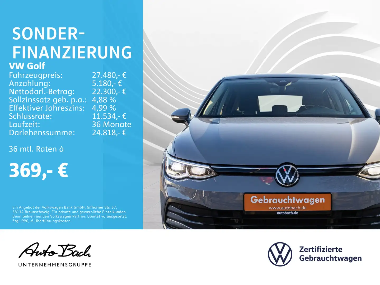 Volkswagen Golf VIII 1.5 eTSI "MOVE" DSG Navi LED Digital C Gris - 2