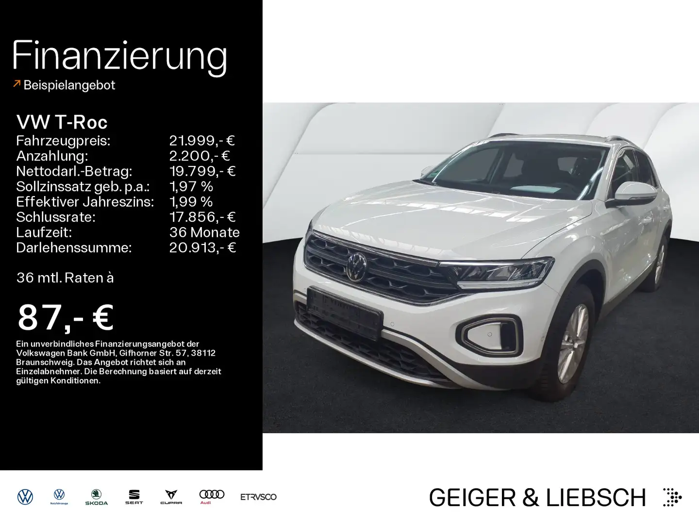 Volkswagen T-Roc T-ROC 1.0 TSI LIFE*LED*NAVI*KLIMA*PDC*SHZ*ALLWET White - 1