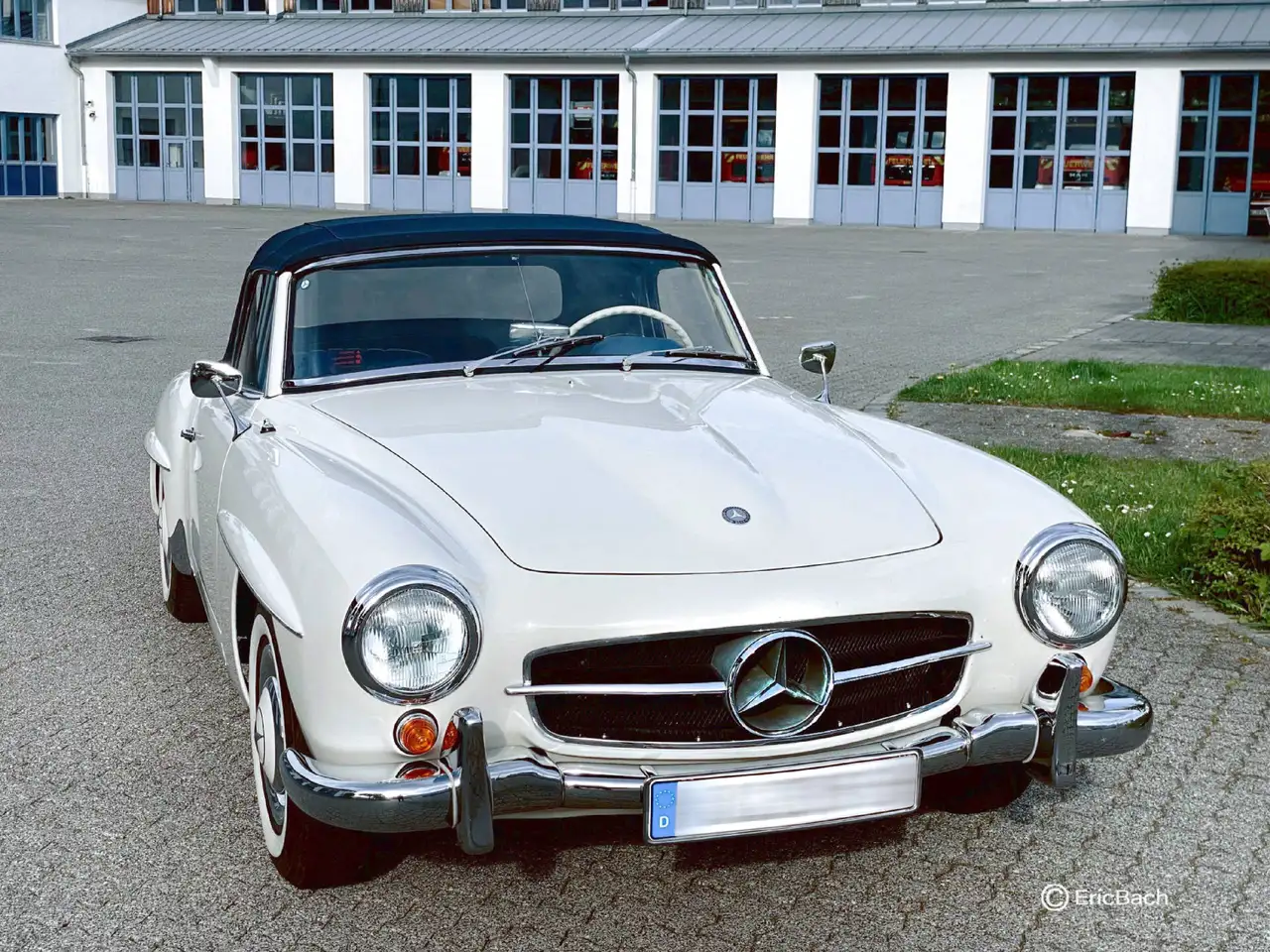 Mercedes-Benz 190 SL -1959-Besonders schönes Mercedes Cabriolet in der äußerst seltenen Farbe weiß mit Leder blau, foto 3