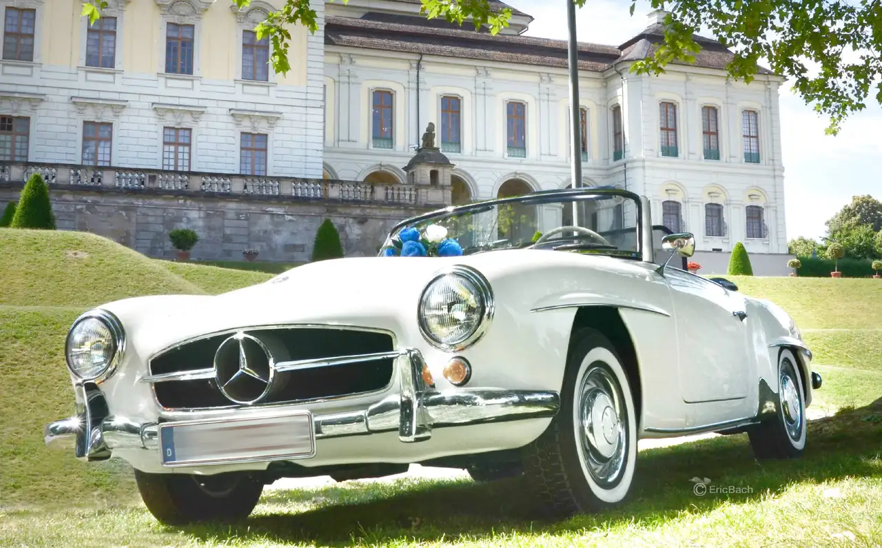 Mercedes-Benz 190 SL -1959-Besonders schönes Mercedes Cabriolet in der äußerst seltenen Farbe weiß mit Leder blau, foto 5