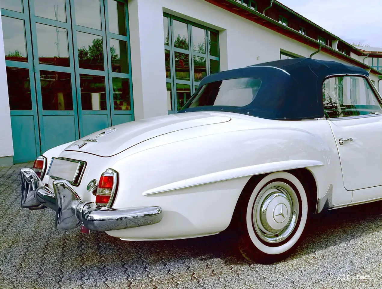 Mercedes-Benz 190 SL -1959-Besonders schönes Mercedes Cabriolet in der äußerst seltenen Farbe weiß mit Leder blau, foto 9
