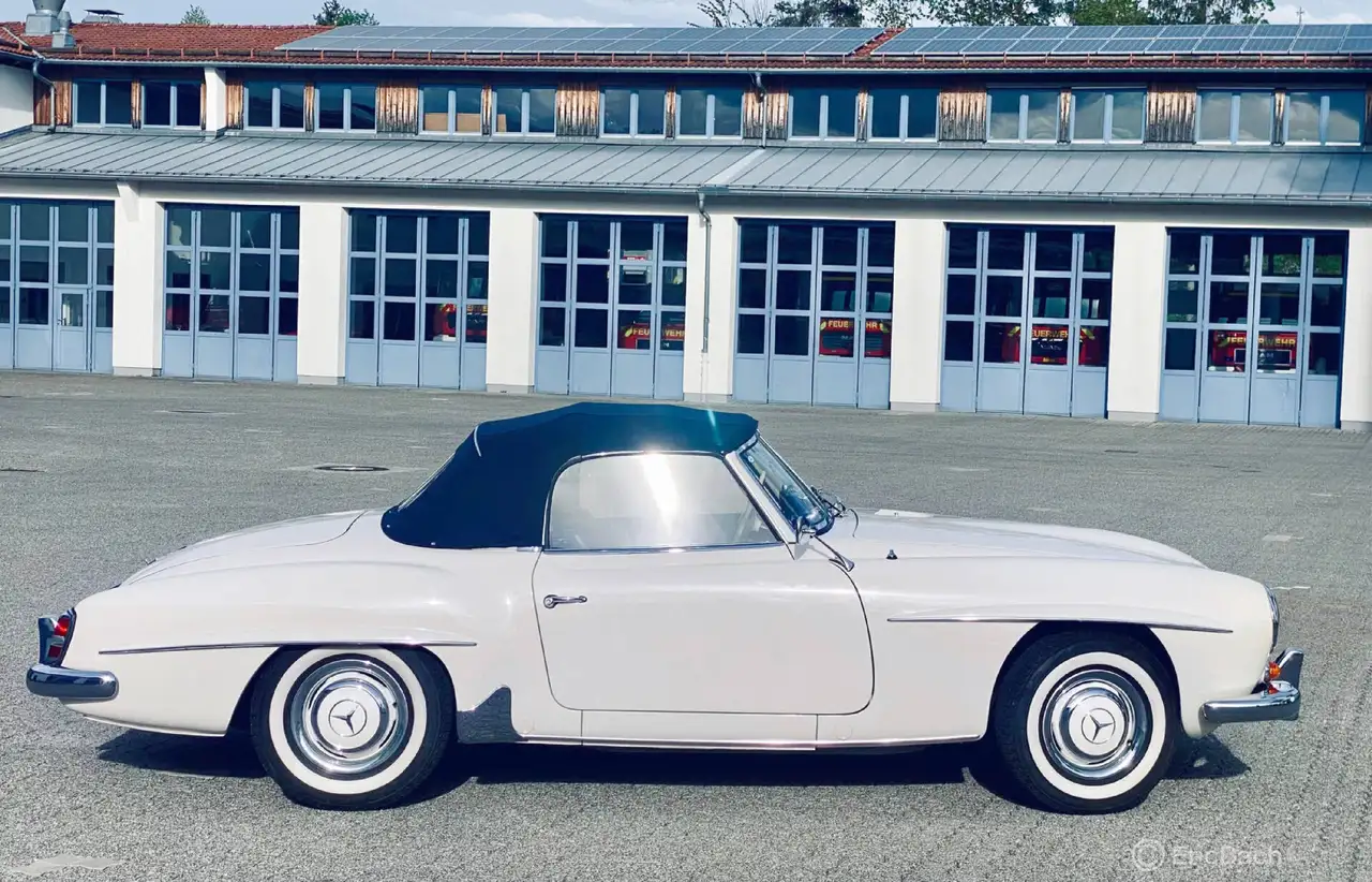 Mercedes-Benz 190 SL -1959-Besonders schönes Mercedes Cabriolet in der äußerst seltenen Farbe weiß mit Leder blau, foto 7
