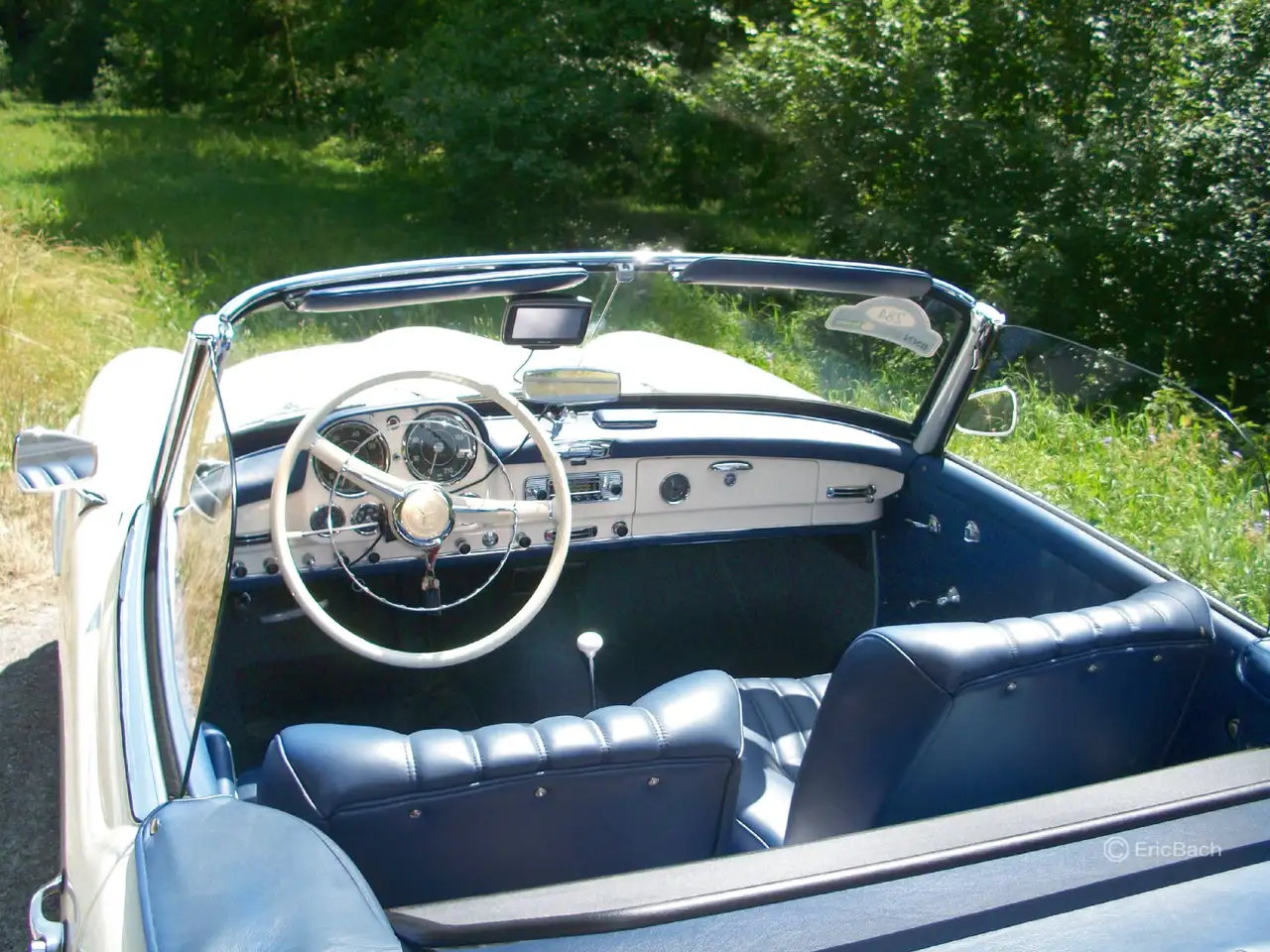 Mercedes-Benz 190 SL -1959-Besonders schönes Mercedes Cabriolet in der äußerst seltenen Farbe weiß mit Leder blau, foto 8
