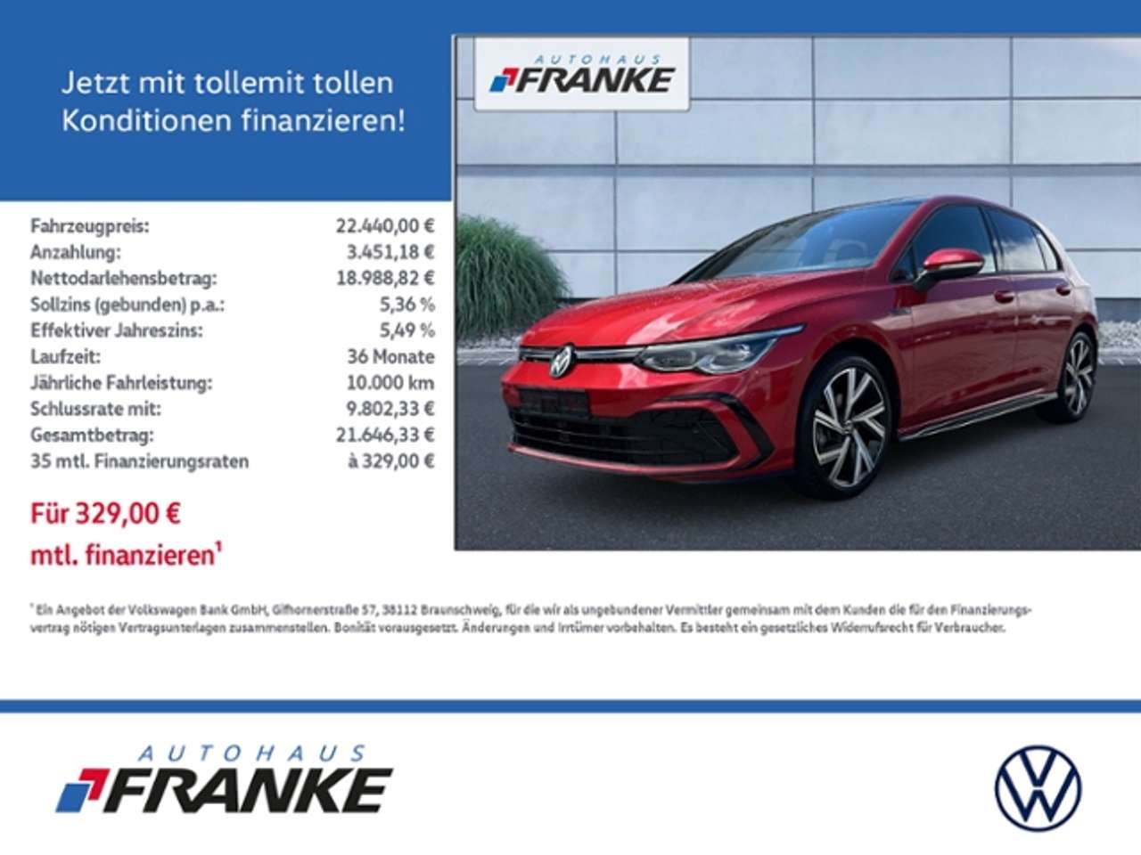 Volkswagen Golf 2022 — VIII 1.5 TSI, R-Line, 18 Zoll, Panodach