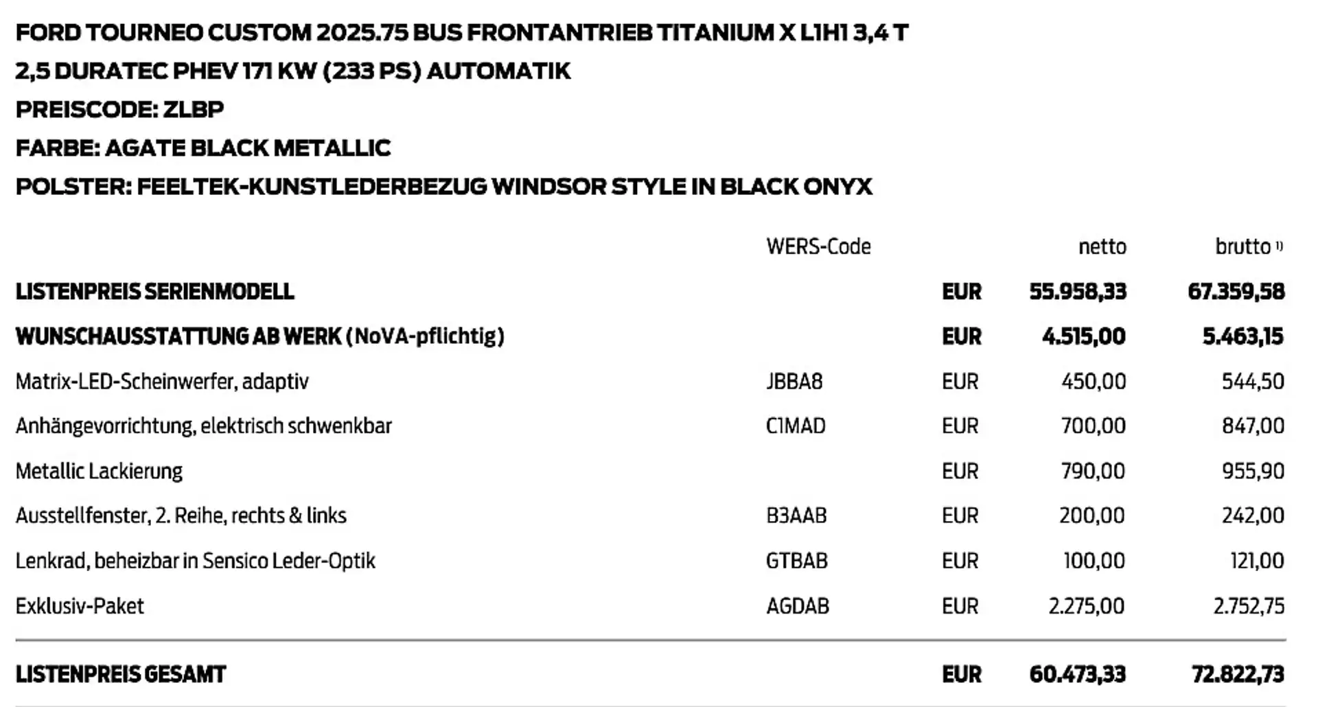 Ford Tourneo Custom Bus TITANIUM X 233 PS Plug-In-Hybrid Aut. (PREM... Schwarz - 2