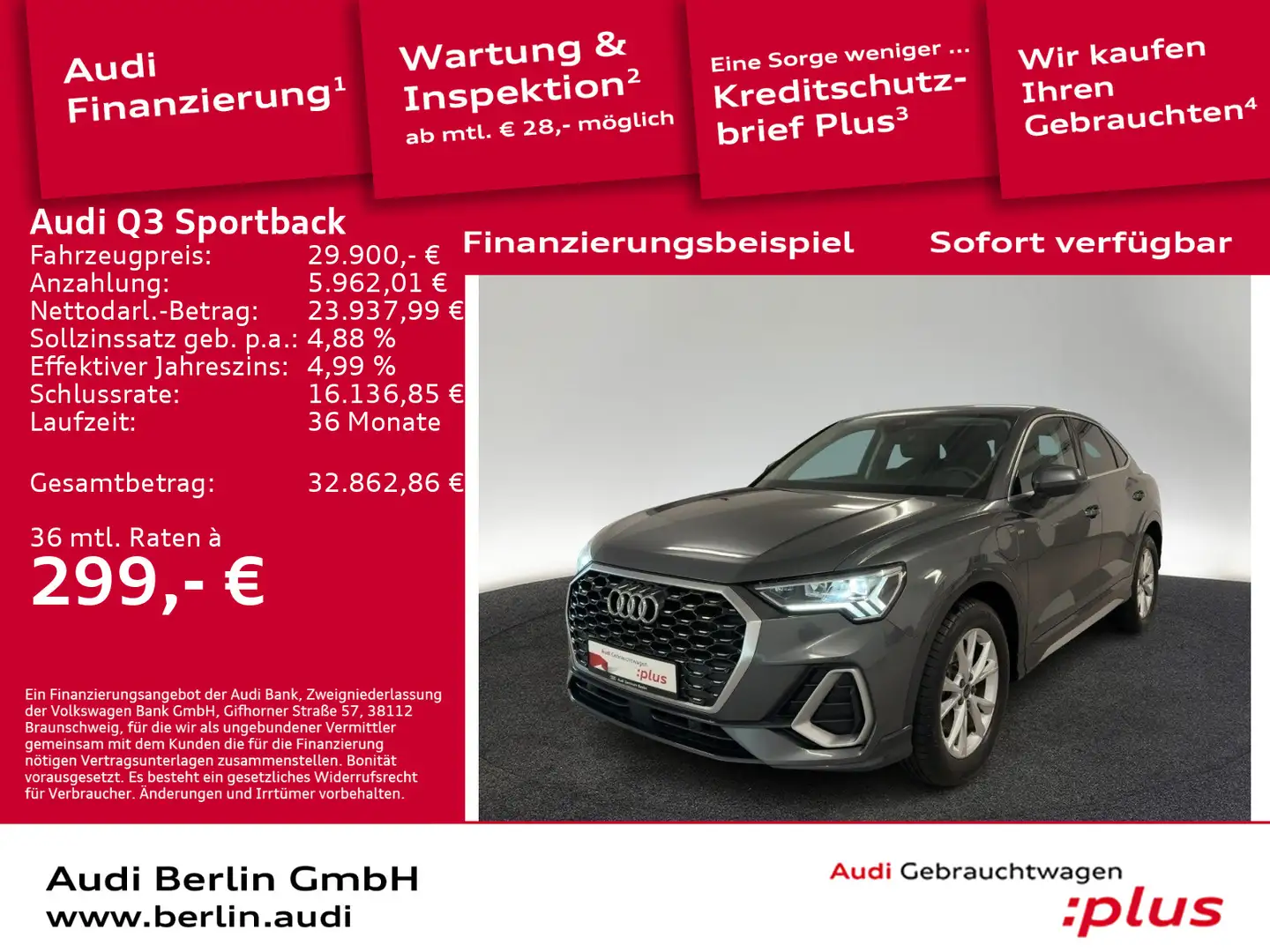 Audi Q3 S line 45 TFSI e S tr. LED NAVI 360 Grau - 1