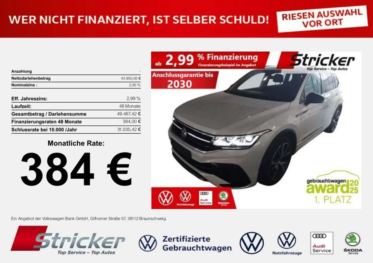 Volkswagen Tiguan Allspace R-Line Black Style 2.0TSI DSG 4M 384,-ohne Anzahl Weiß - 1