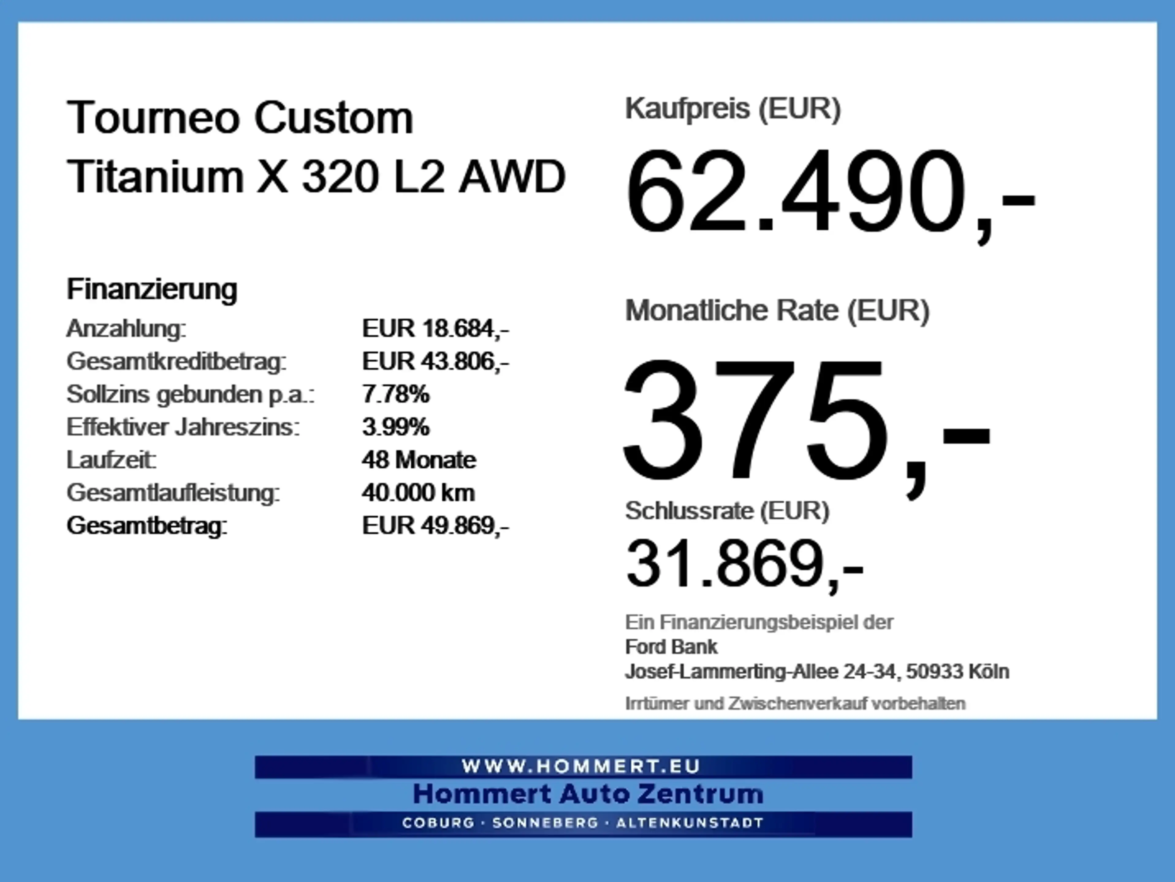 Ford Tourneo Custom Titanium X 320 L2 AWD ACC*AHK*360 — photo 6