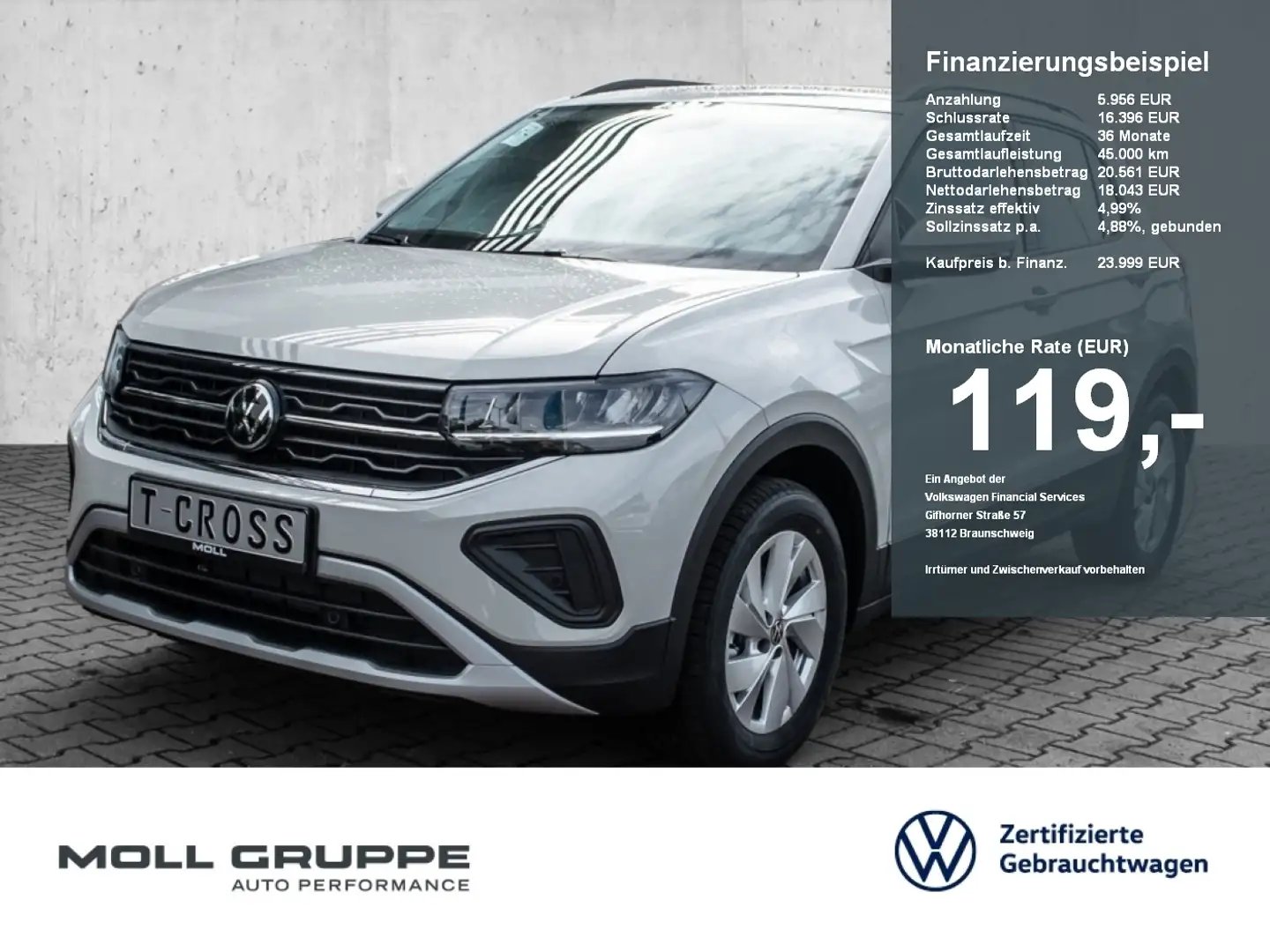 Volkswagen T-Cross Life 1.0 l TSI OPF 70 kW KLIMA KAM Grau - 1