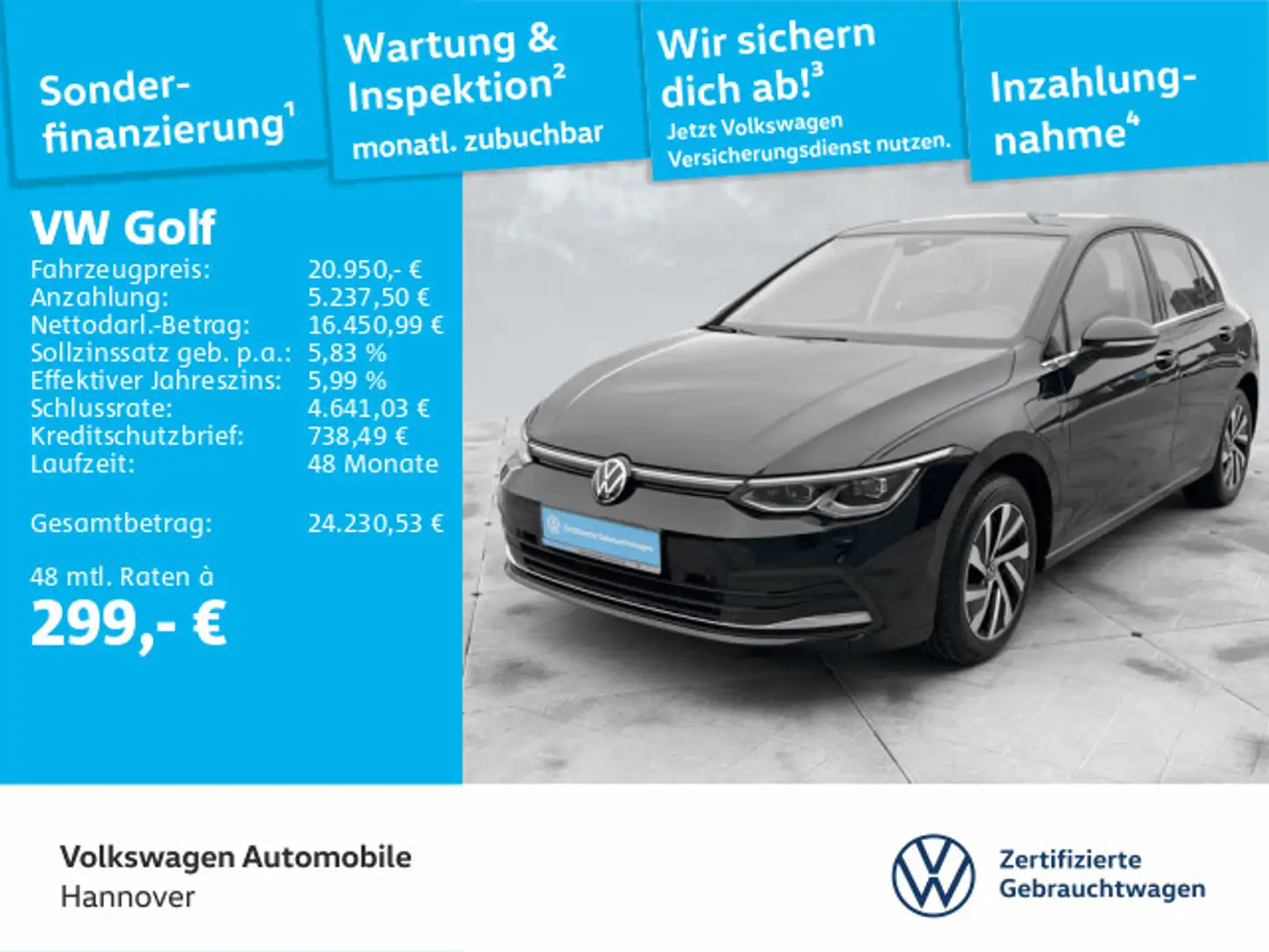 Volkswagen Golf VIII 1.4 eHybrid Style ACC DigCockpit LED S Noir - 1
