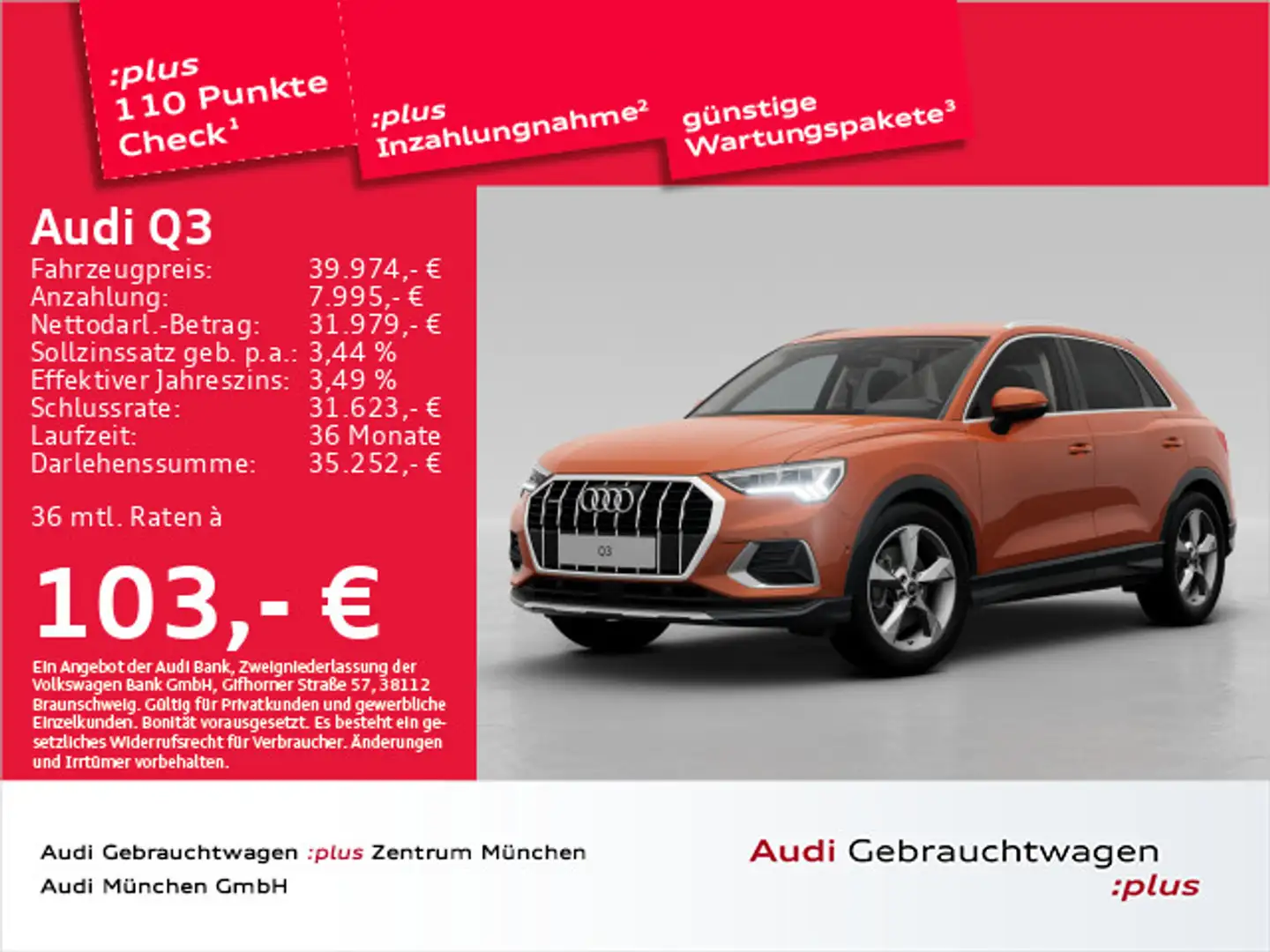 Audi Q3 40 TFSI qu. S tronic advanced Virtual+/LED/AC Orange - 1