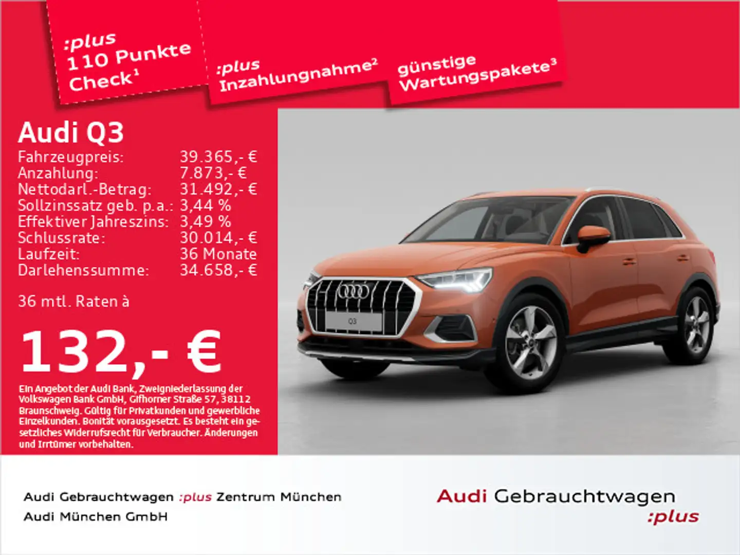 Audi Q3 40 TFSI qu. S tronic advanced Virtual+/LED/AC Orange - 1