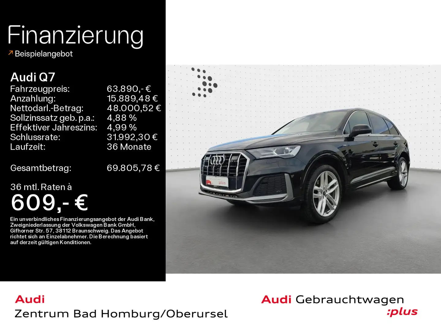 Audi Q7 50 TDI quattro S line*Navi*Alu*AHK*B&O*PDC*Pa Schwarz - 1