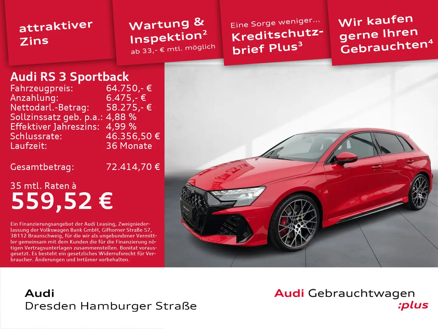 Audi RS3 294(400) kW(PS) S tronic Rot - 1