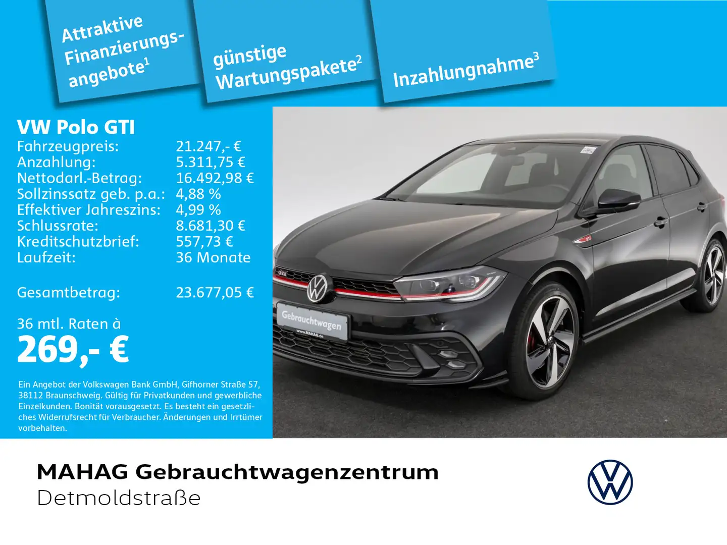 Volkswagen Polo GTI 2.0 TSI Navi LED ParkPilot Schwarz - 1
