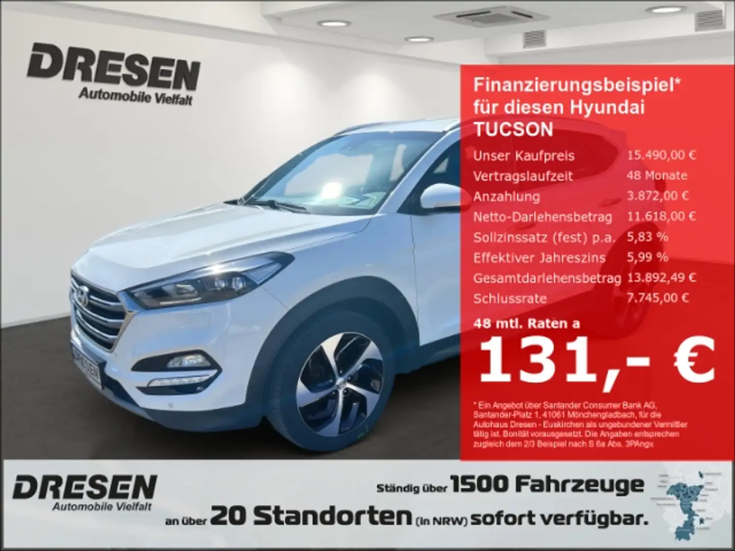 Hyundai TUCSON 1.6 T-GDI 4WD Premium Navi LED El. Heckklappe Mehr Blanco - 1