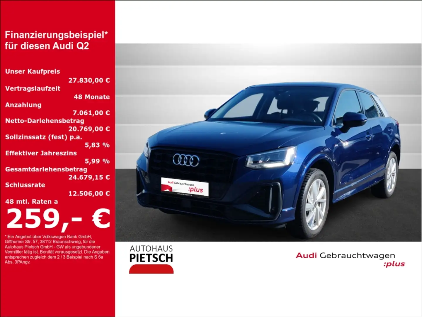 Audi Q2 35 TFSI S line S tronic ACC Navi Leder Keyless Blau - 1