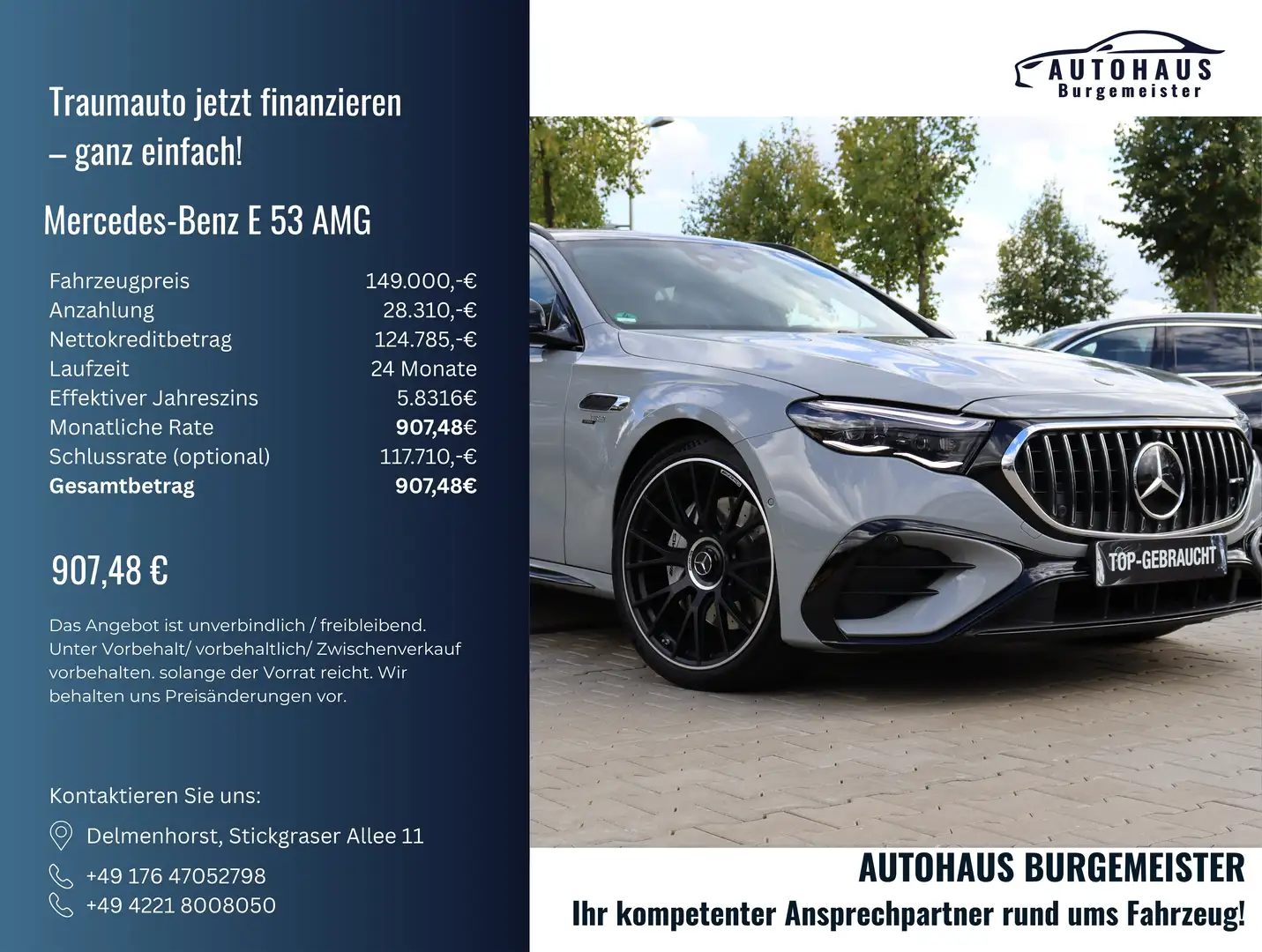 Mercedes-Benz E 53 AMG Hybrid 4Matic *Night*AHK*Pano*Multi*Headup*21Zoll Gris - 1