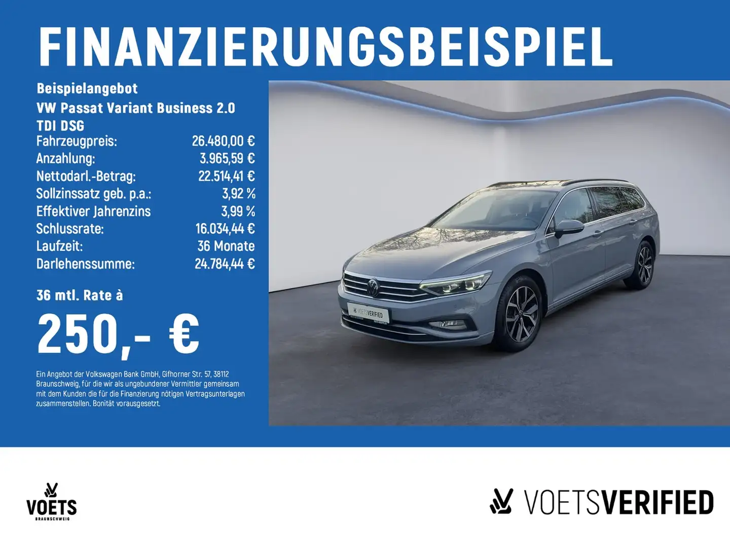 Volkswagen Passat Variant Business 2.0 TDI DSG PANO+NAVI+RearView Grau - 2