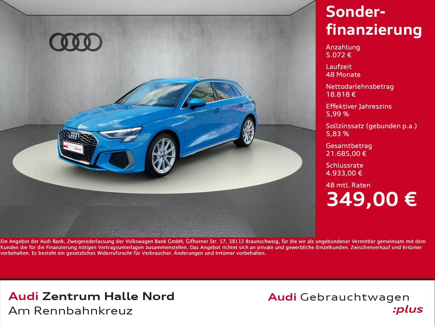 Audi A3 Sportback S line 35 TFSI S tronic Blau - 1