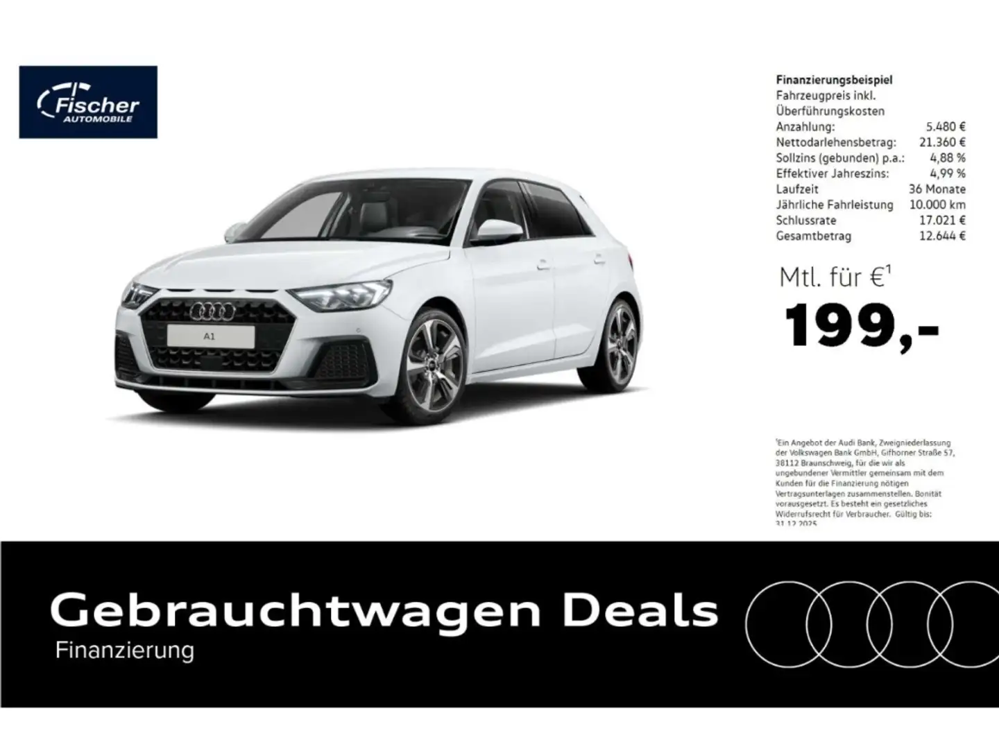 Audi A1 Sportback 30 TFSI Advanced S-Tronic NAV/LED Weiß - 1
