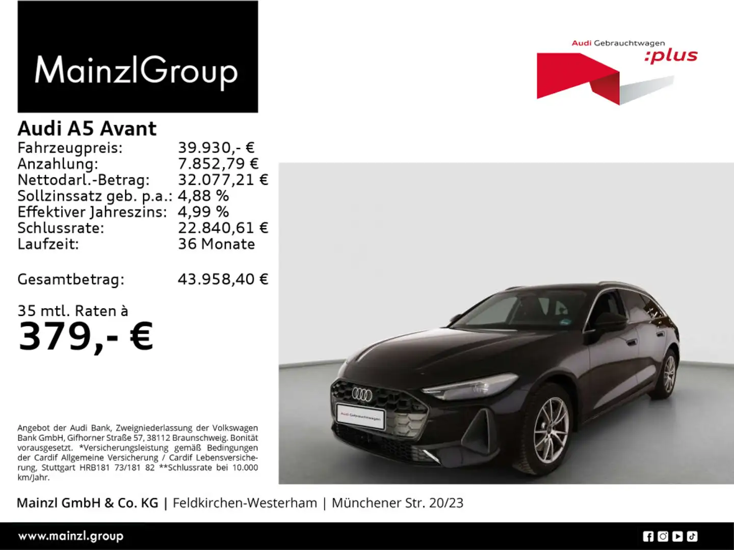 Audi A5 TFSI S tronic AHK Navi ACC Kamera Schwarz - 1