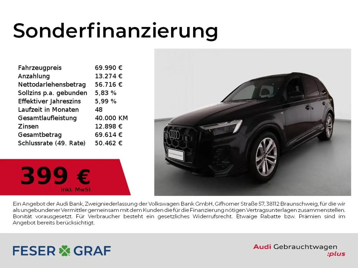 Audi Q7 S line 50 TDI quattro Matrix/4xSHZ/Pano/AHK/HUD/36 Schwarz - 1