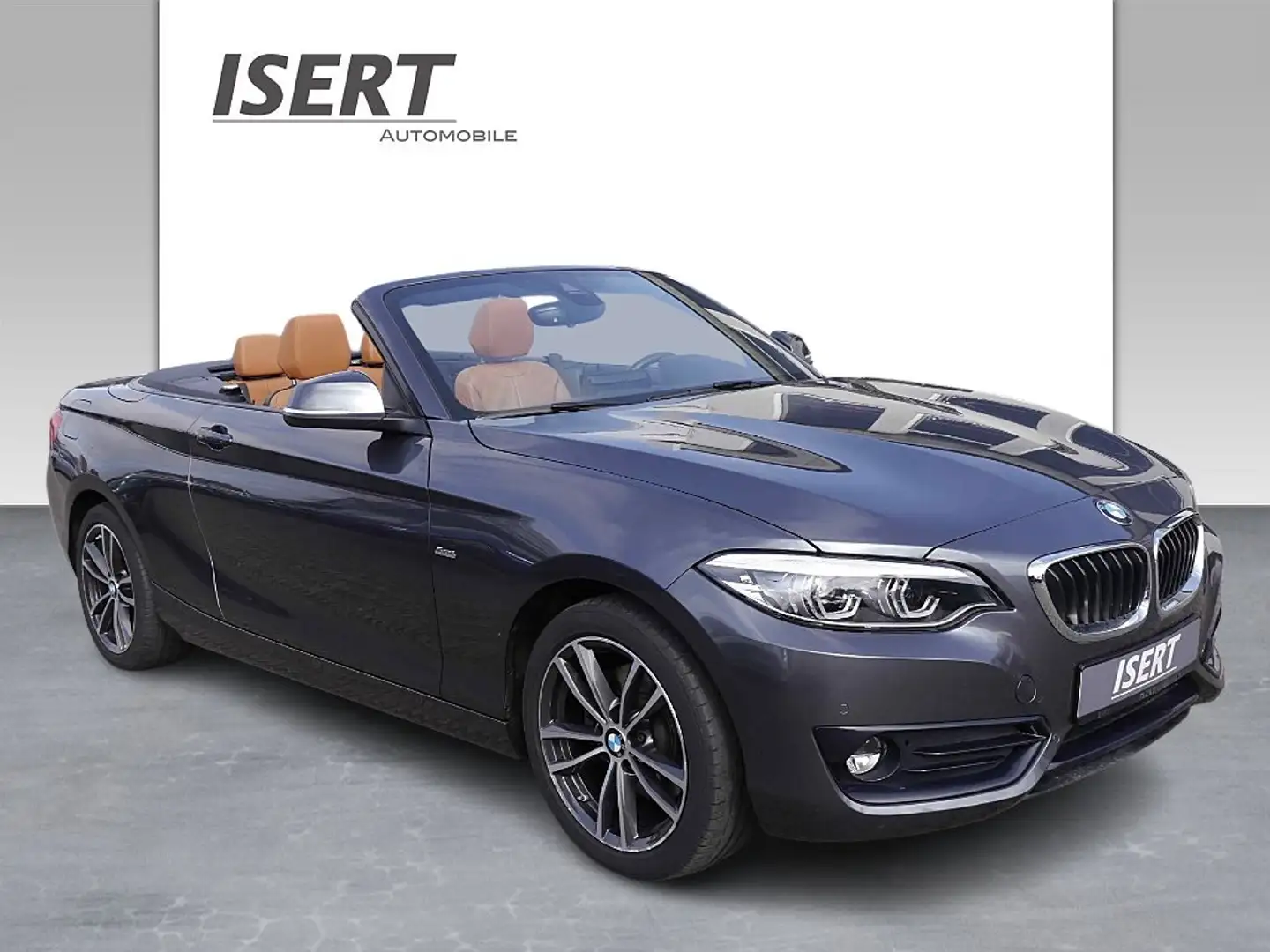 BMW 220 i Cabrio Sport Line A. +RFK+LED+DAB+NAVI+GRA Gris - 1